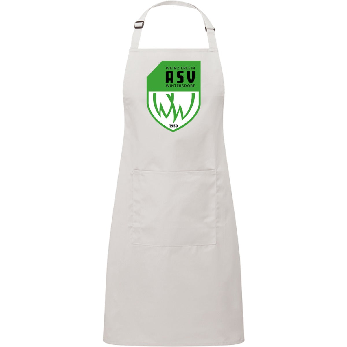 Kochschürze mit Tasche PR154 – ASV-Wappen mittig groß White Vorderseite