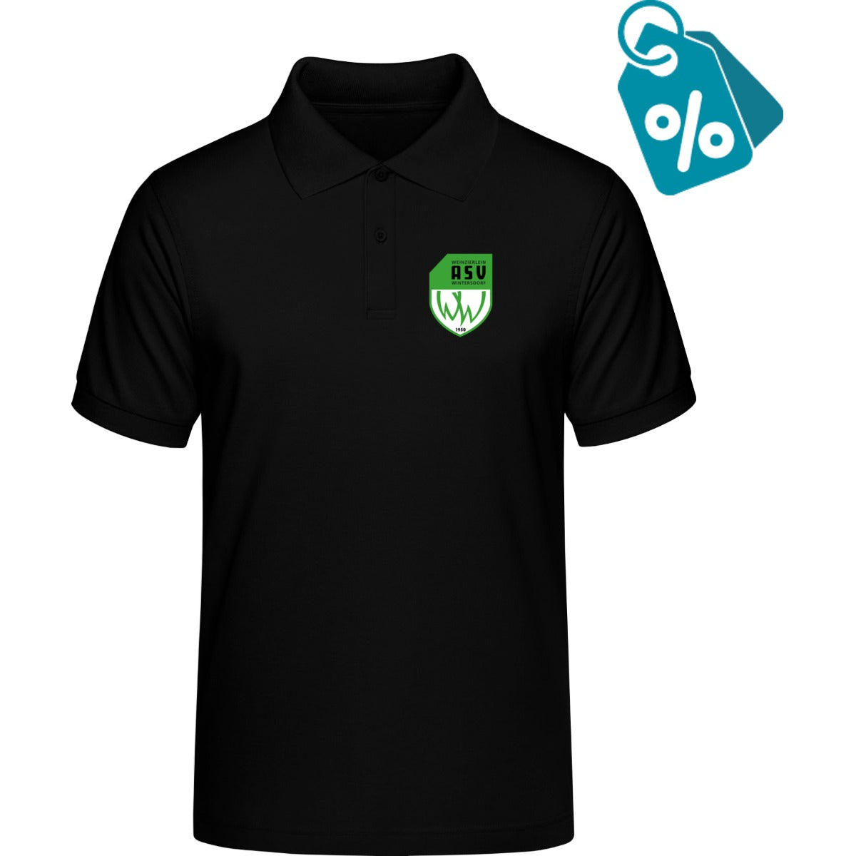 B&C Unisex Polo ID 001 BCPUI10 – ASV-Wappen herzseitig Black Vorderseite