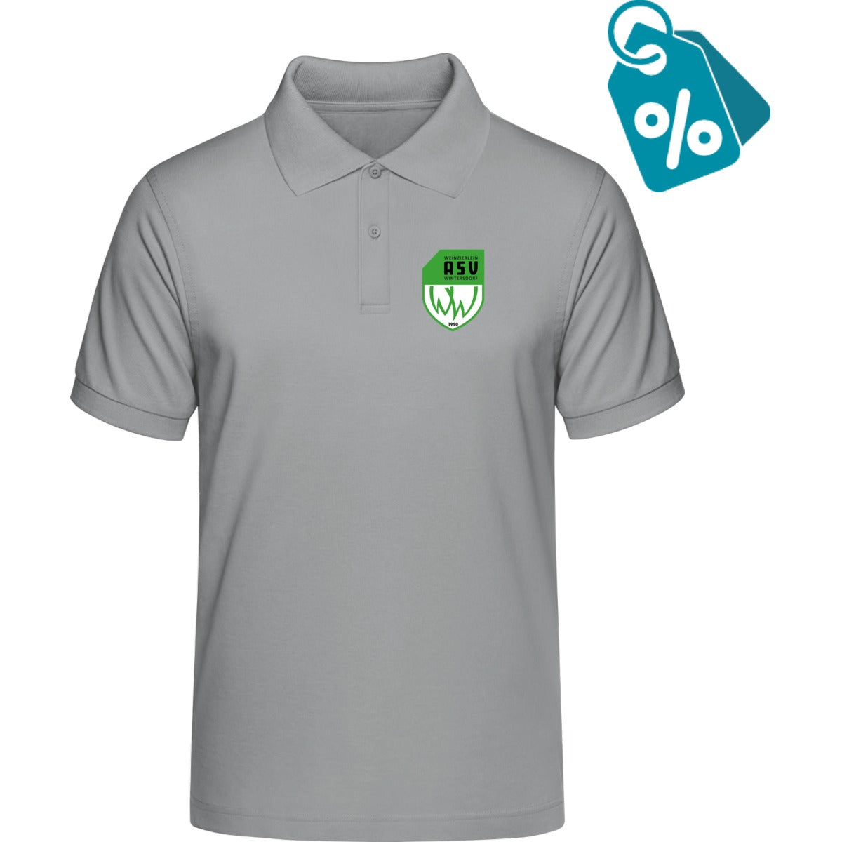 B&C Unisex Polo ID 001 BCPUI10 – ASV-Wappen herzseitig Heather Grey Vorderseite