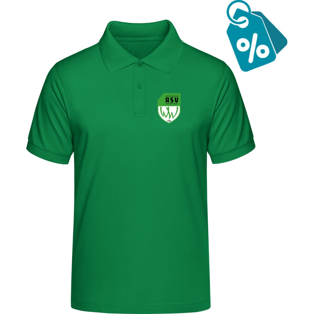 B&C Unisex Polo ID 001 BCPUI10 – ASV-Wappen herzseitig Kelly Green Vorderseite