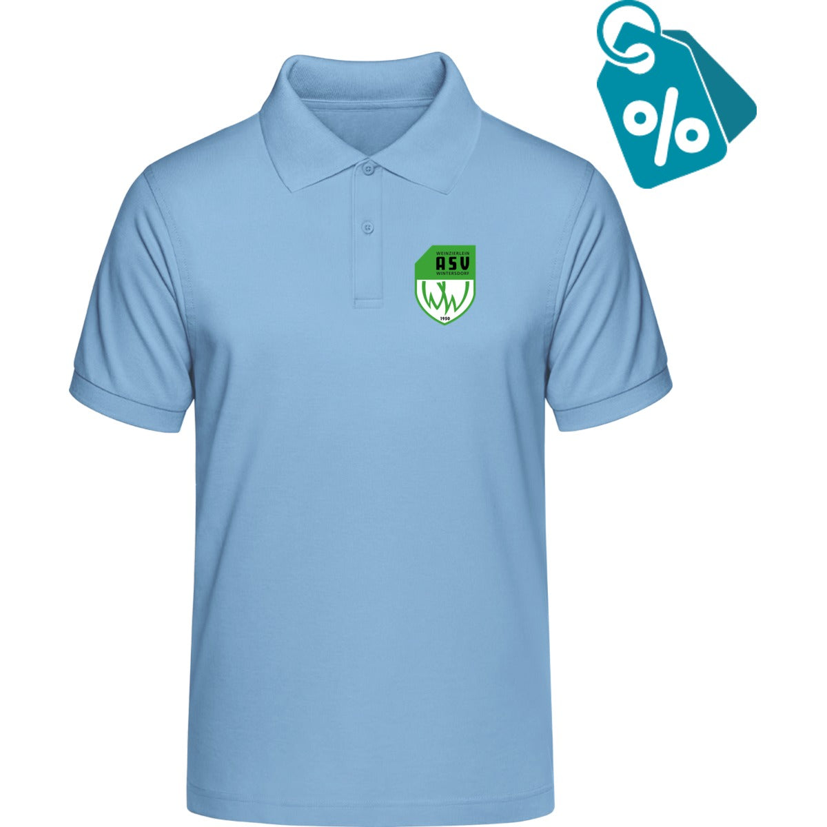 B&C Unisex Polo ID 001 BCPUI10 – ASV-Wappen herzseitig Light Blue Vorderseite