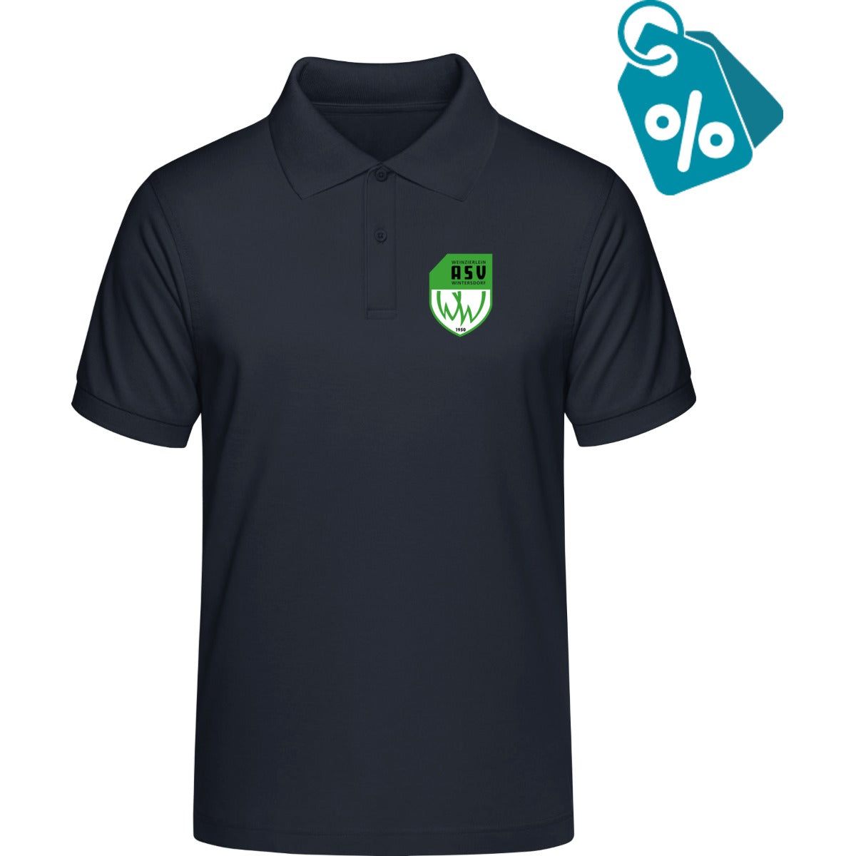 B&C Unisex Polo ID 001 BCPUI10 – ASV-Wappen herzseitig Navy Vorderseite