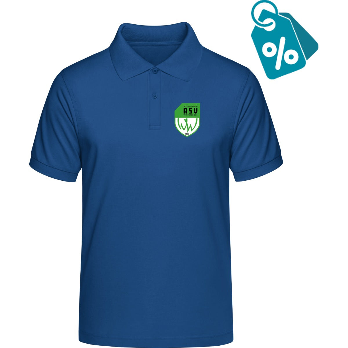 B&C Unisex Polo ID 001 BCPUI10 – ASV-Wappen herzseitig Royal Blue Vorderseite