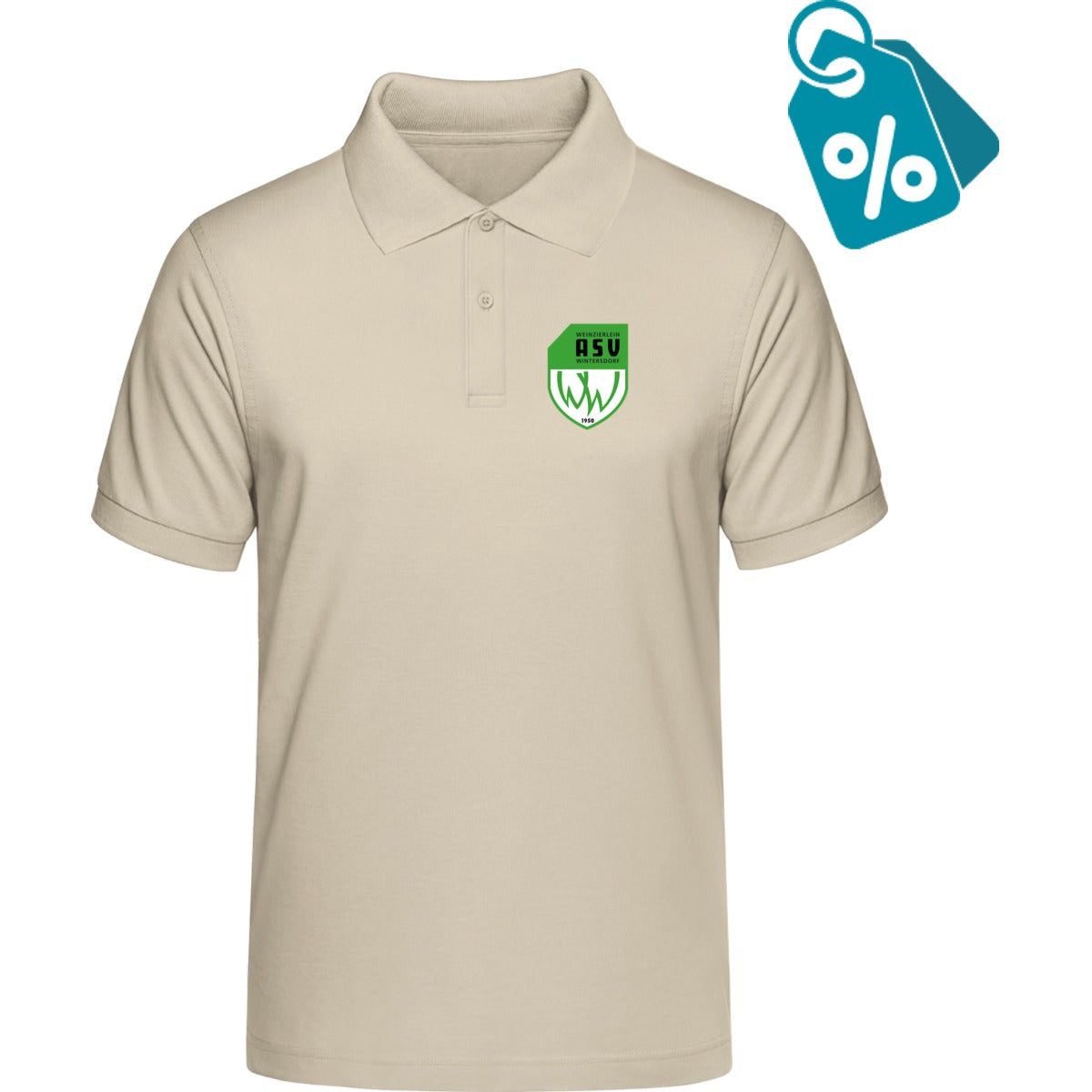 B&C Unisex Polo ID 001 BCPUI10 – ASV-Wappen herzseitig Sand Vorderseite