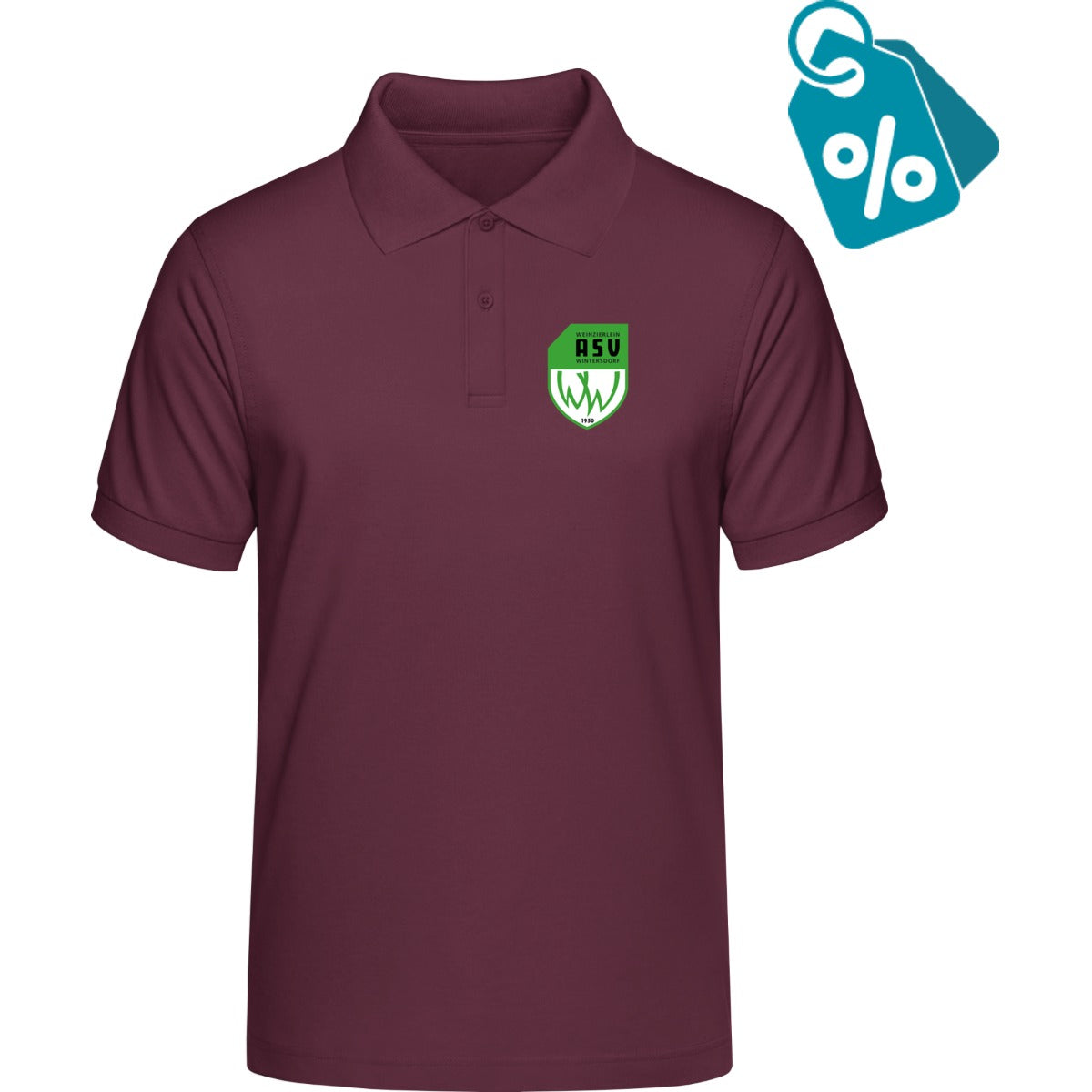 B&C Unisex Polo ID 001 BCPUI10 – ASV-Wappen herzseitig Wine Vorderseite