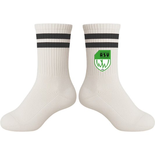 Tennis Socks Kids Socken für Kinder L05004K – ASV-Wappen mittig groß White/Black Vorderseite