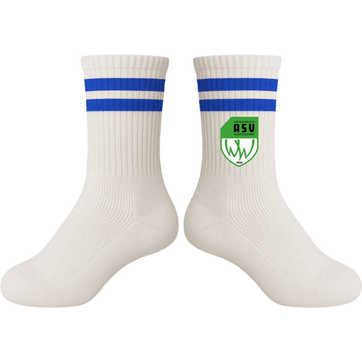 Tennis Socks Kids Socken für Kinder L05004K – ASV-Wappen mittig groß White/Blue Vorderseite