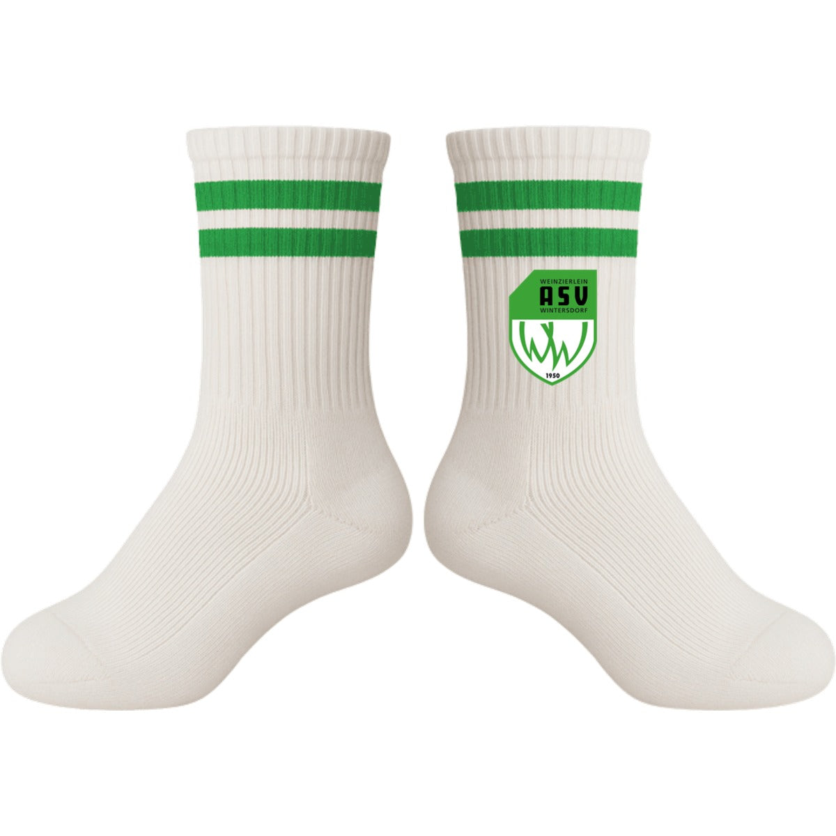 Tennis Socks Kids Socken für Kinder L05004K – ASV-Wappen mittig groß White/Green Vorderseite