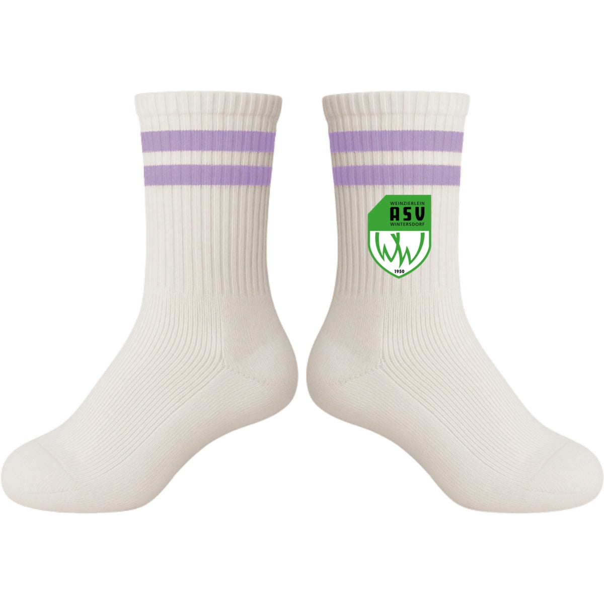 Tennis Socks Kids Socken für Kinder L05004K – ASV-Wappen mittig groß White/Lilac Vorderseite