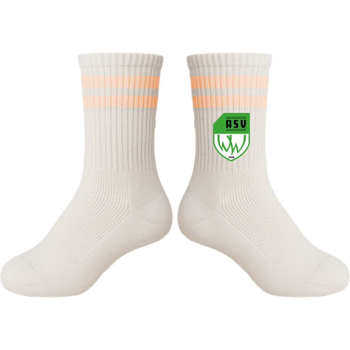Tennis Socks Kids Socken für Kinder L05004K – ASV-Wappen mittig groß White/Peach Vorderseite