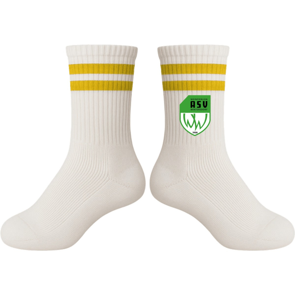 Tennis Socks Kids Socken für Kinder L05004K – ASV-Wappen mittig groß White/Yellow Vorderseite
