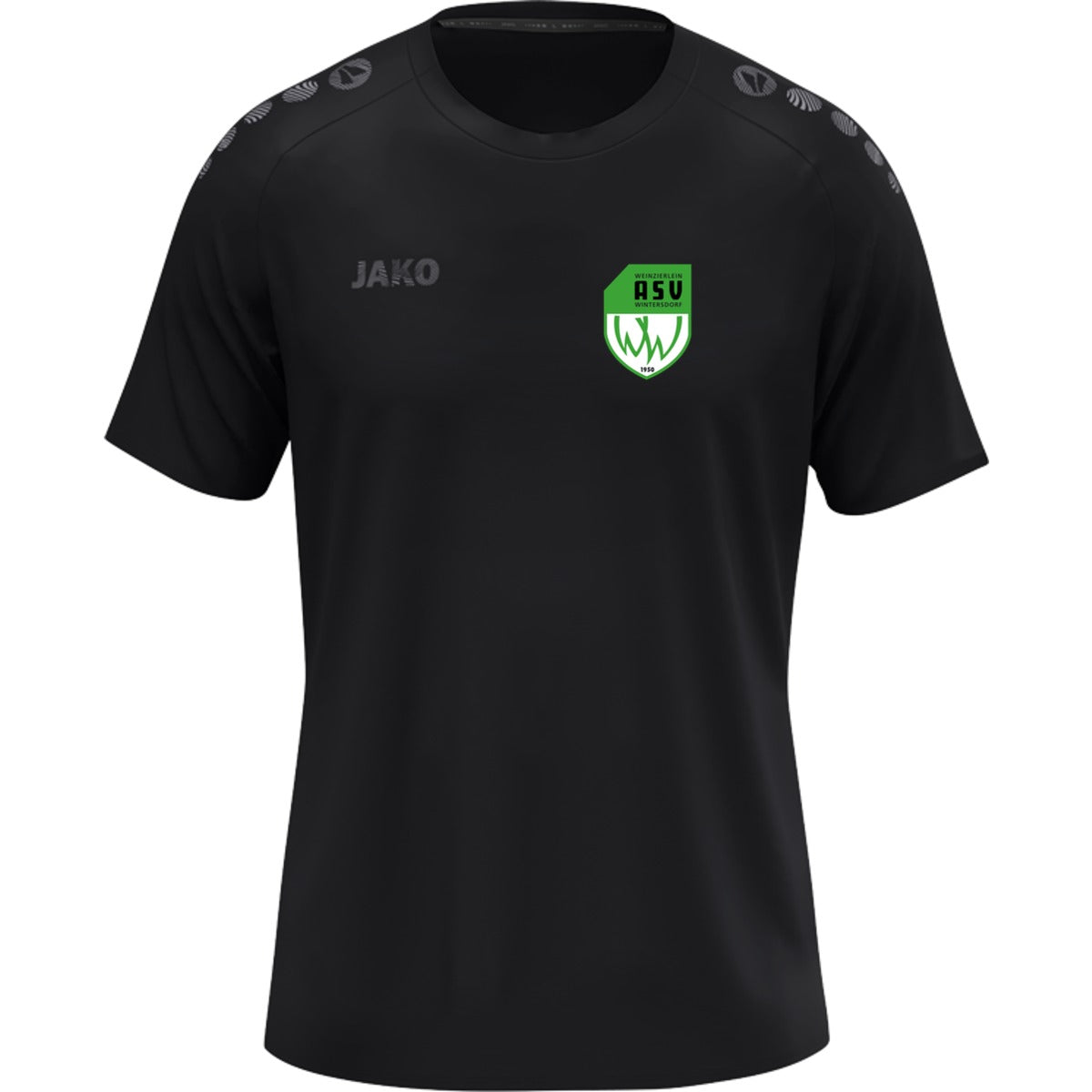 JAKO T-Shirt Light Flow Herren 6176M – ASV-Wappen herzseitig Schwarz Vorderseite