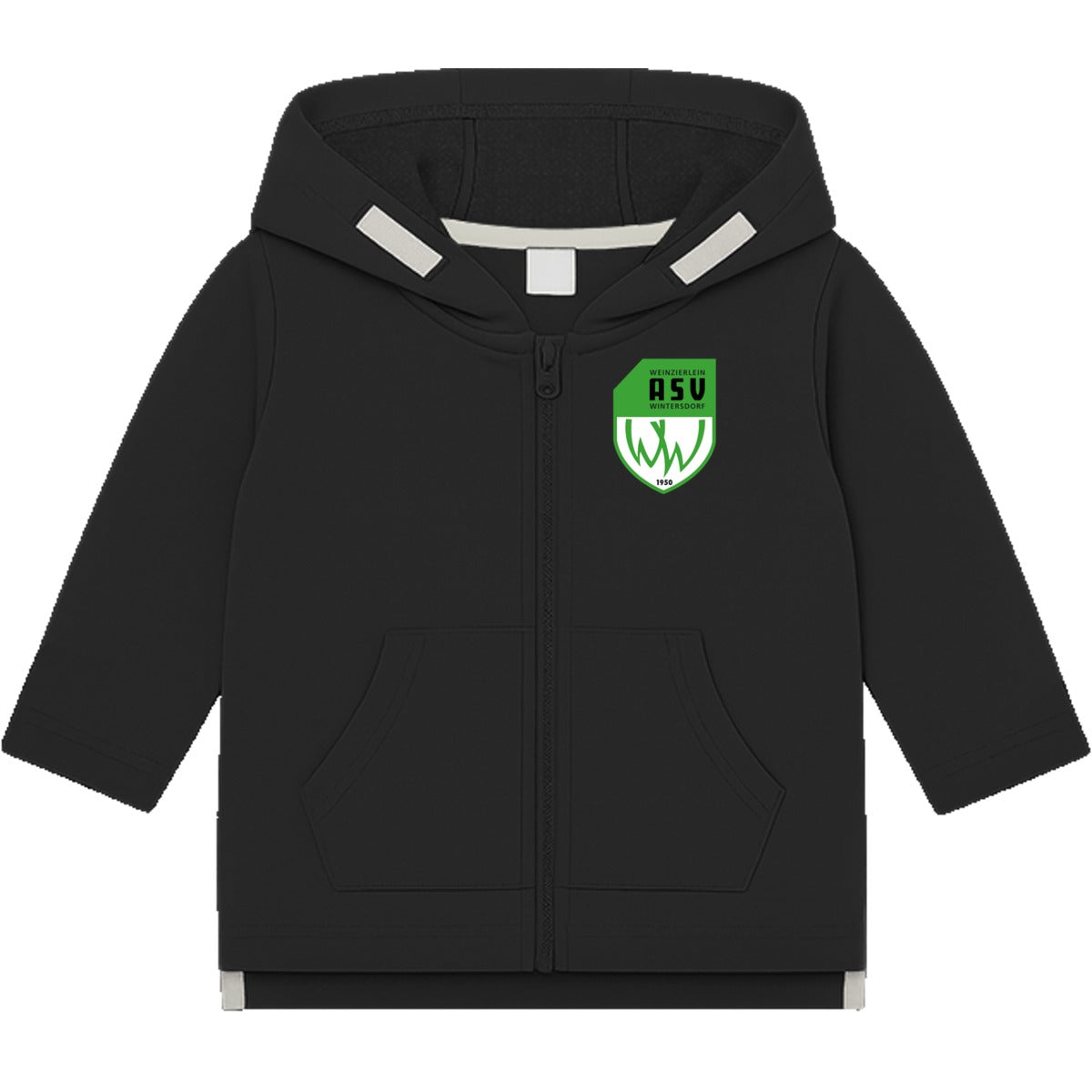 Baby Zipped Hoodie BZ32 – ASV-Wappen herzseitig Black Vorderseite
