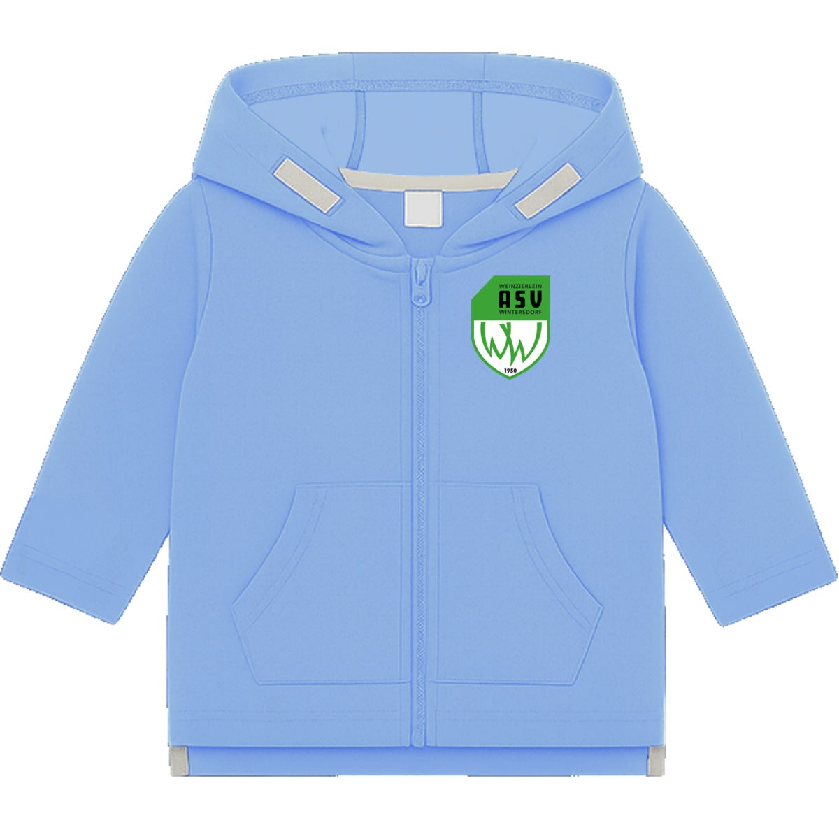 Baby Zipped Hoodie BZ32 – ASV-Wappen herzseitig Heather Grey Vorderseite