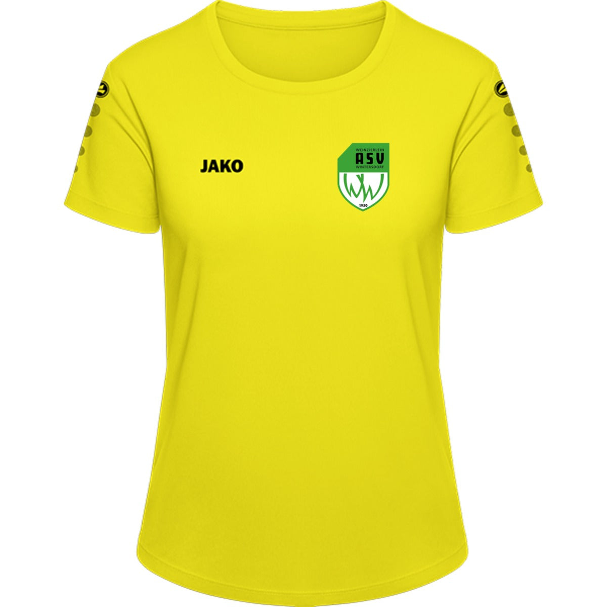 JAKO Trikot Team Damen Kurzarm 4233D – ASV-Wappen herzseitig Citro Vorderseite