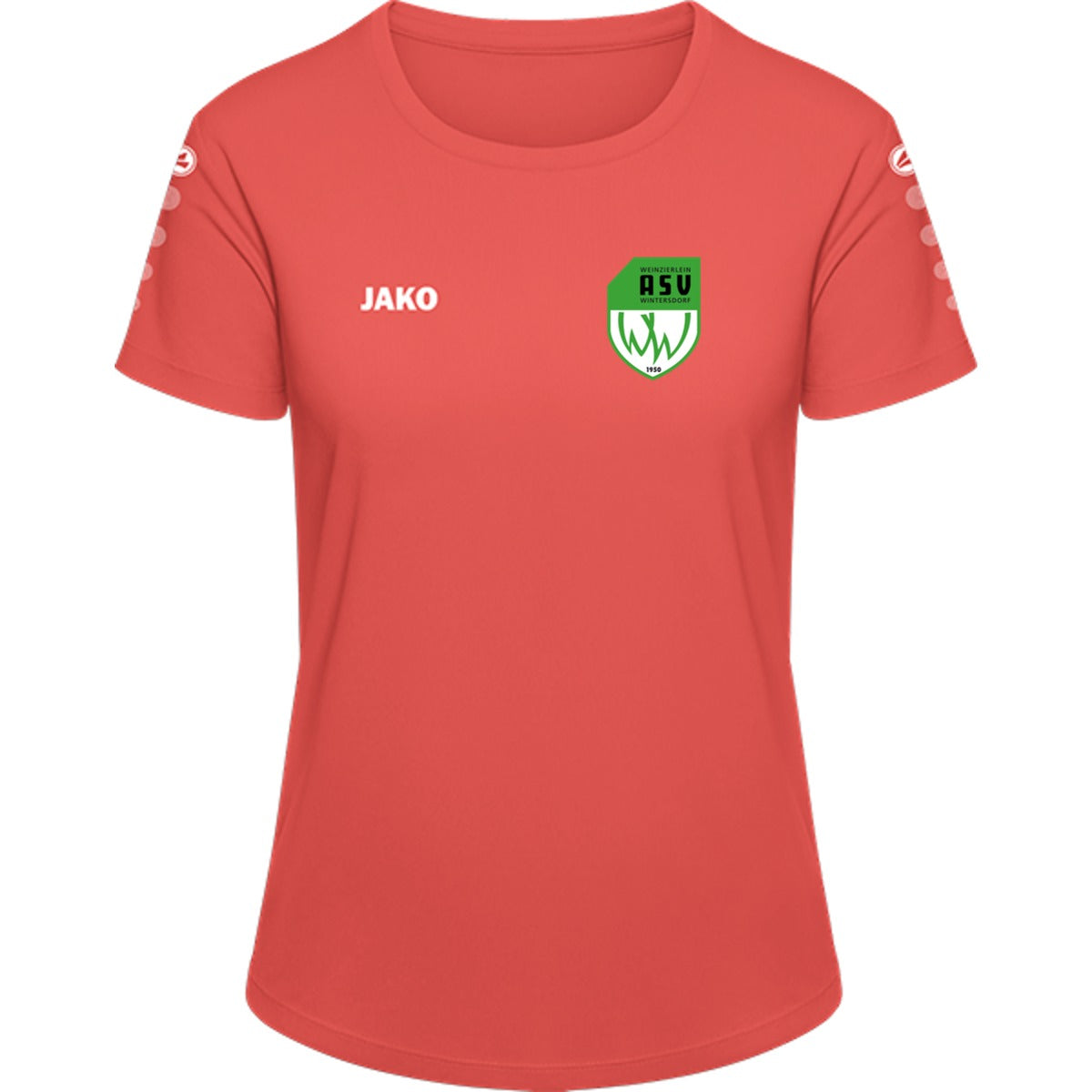 JAKO Trikot Team Damen Kurzarm 4233D – ASV-Wappen herzseitig Coral Vorderseite