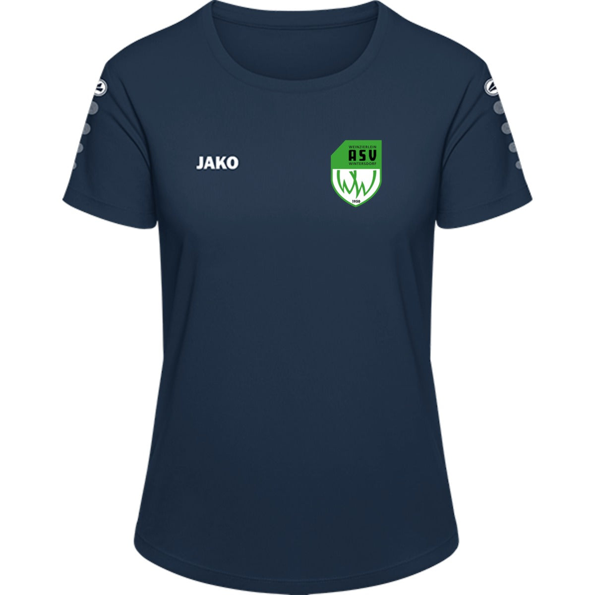 JAKO Trikot Team Damen Kurzarm 4233D – ASV-Wappen herzseitig Navy Vorderseite