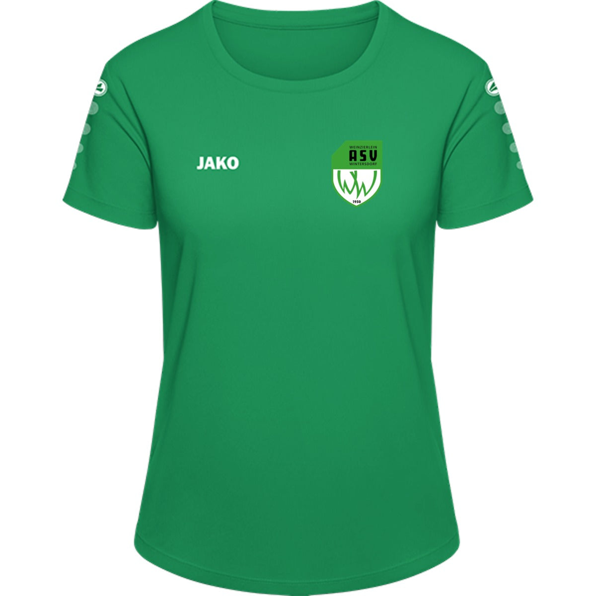 JAKO Trikot Team Damen Kurzarm 4233D – ASV-Wappen herzseitig Sportgrün Vorderseite