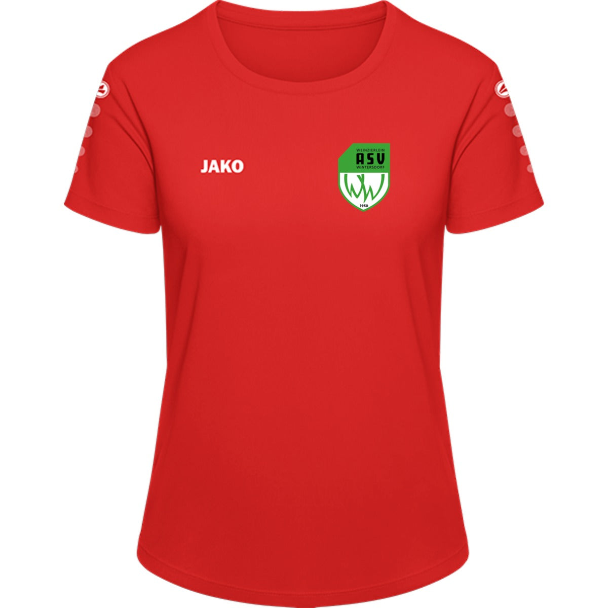 JAKO Trikot Team Damen Kurzarm 4233D – ASV-Wappen herzseitig Sportrot Vorderseite