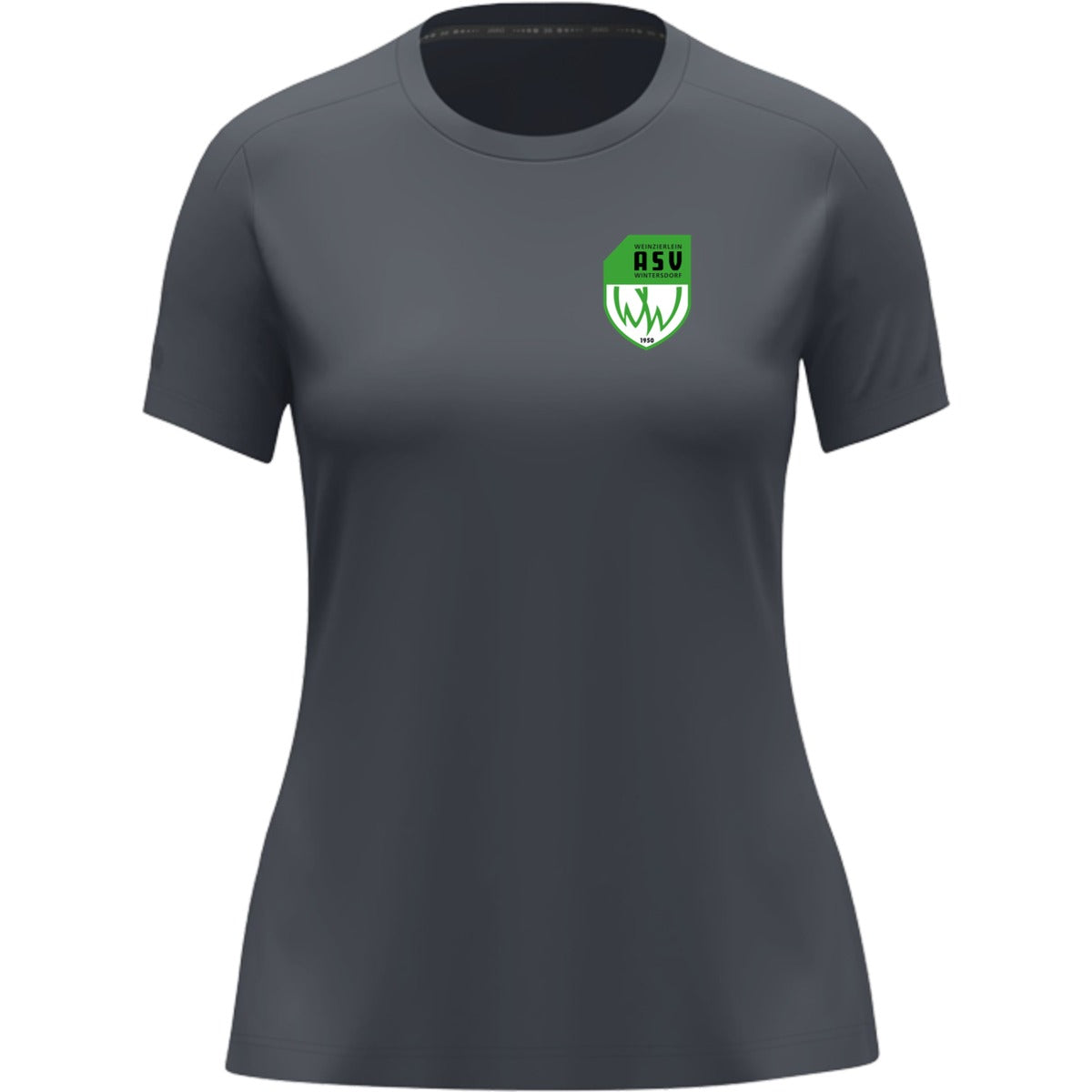 JAKO T-Shirt Uni Damen 6105D – ASV-Wappen herzseitig Anthrazit Vorderseite