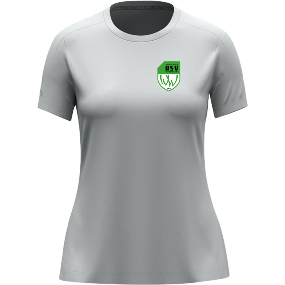JAKO T-Shirt Uni Damen 6105D – ASV-Wappen herzseitig hellgrau Vorderseite