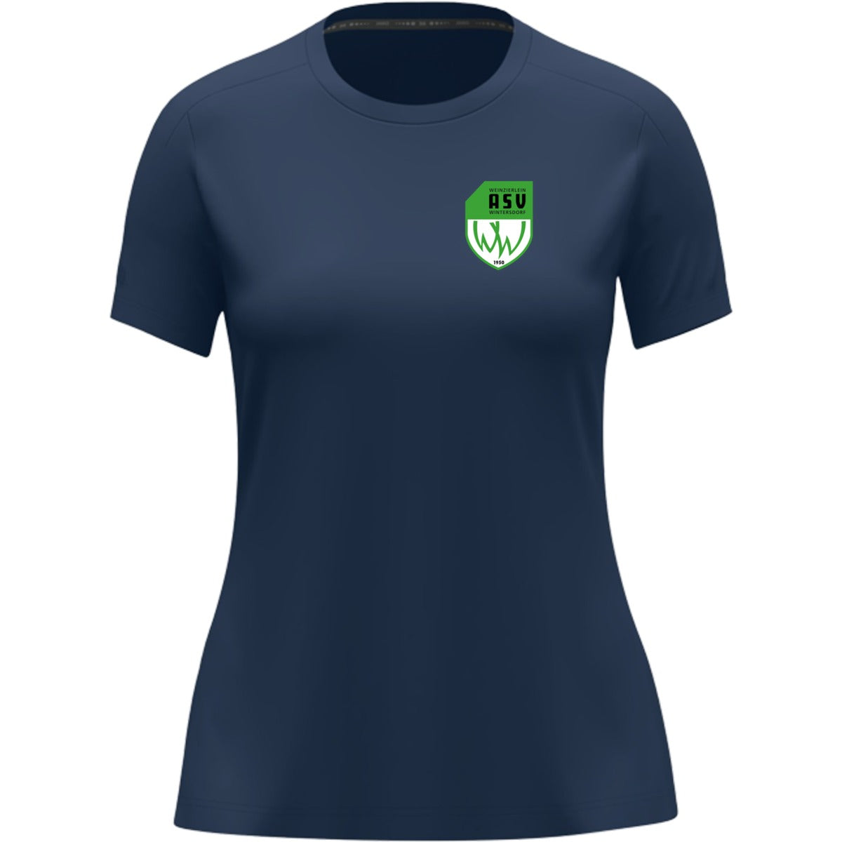 JAKO T-Shirt Uni Damen 6105D – ASV-Wappen herzseitig Marine Vorderseite
