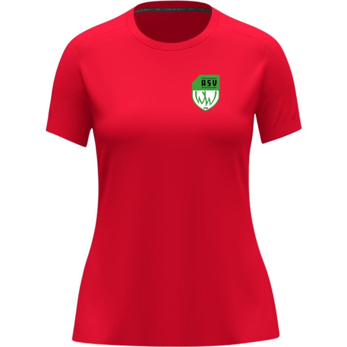 JAKO T-Shirt Uni Damen 6105D – ASV-Wappen herzseitig Rot Vorderseite
