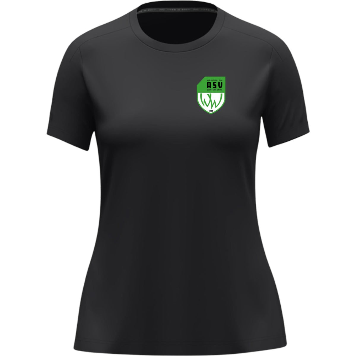 JAKO T-Shirt Uni Damen 6105D – ASV-Wappen herzseitig Schwarz Vorderseite