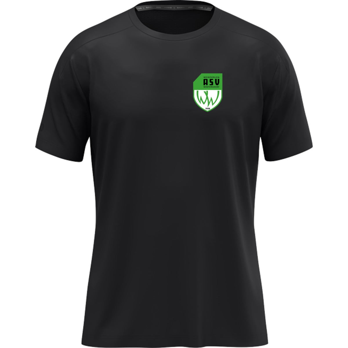 JAKO T-Shirt Uni Herren 6105 – ASV-Wappen herzseitig Schwarz Vorderseite