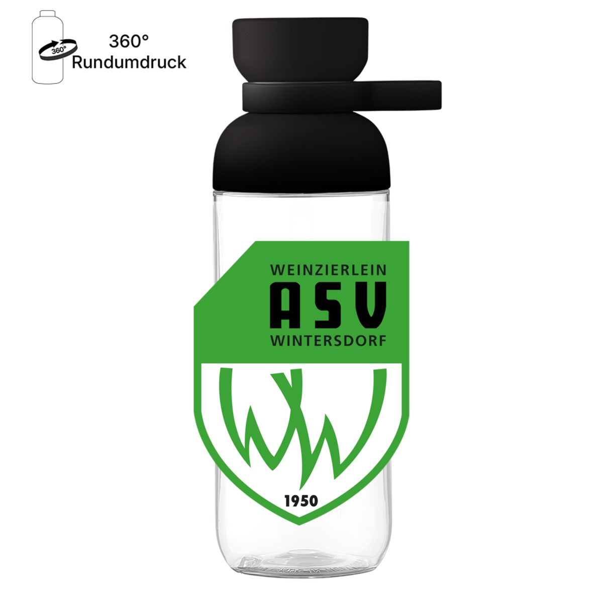 Trinkflasche Vita Mepal TF01 – ASV-Wappen mittig groß Nordic Black Vorderseite