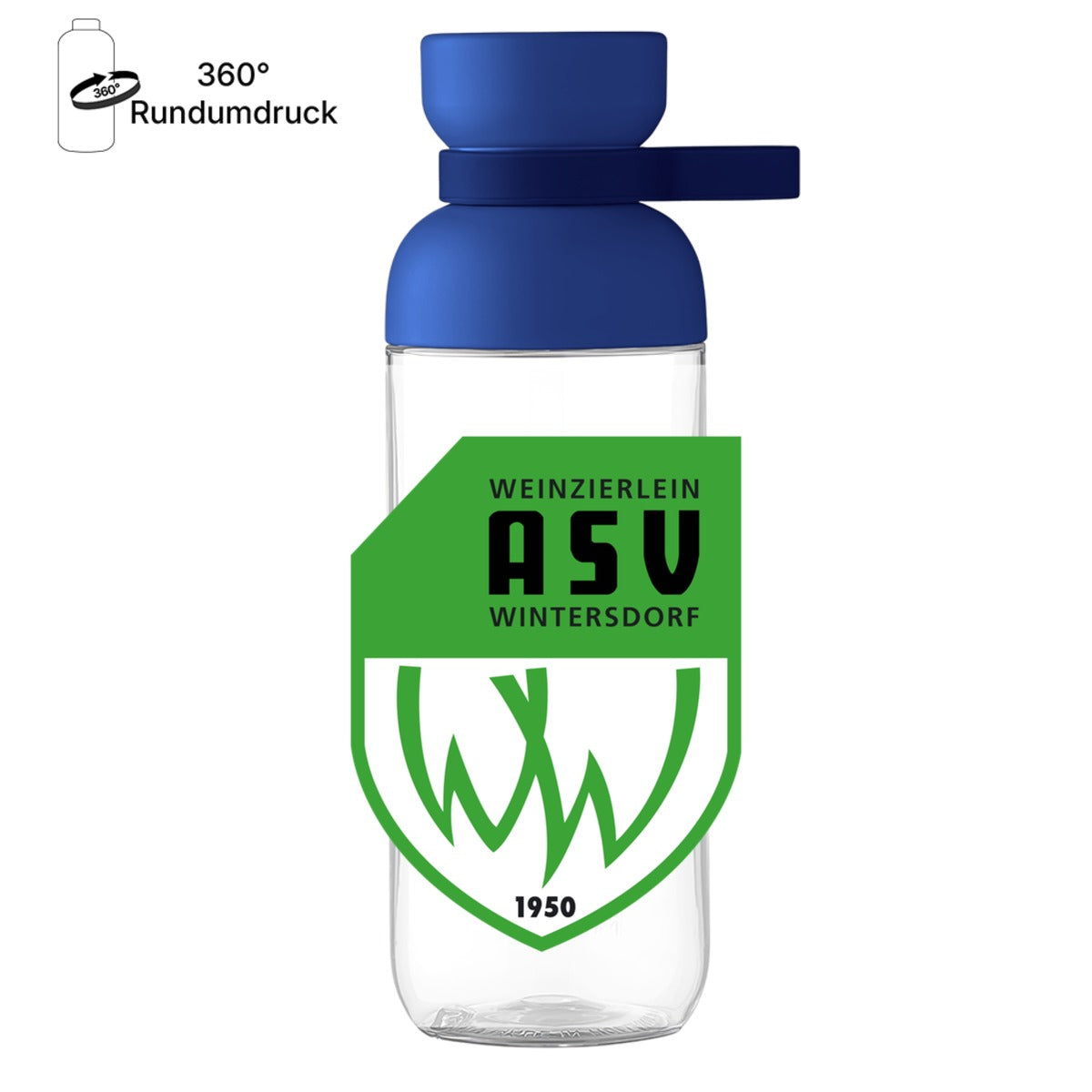 Trinkflasche Vita Mepal TF01 – ASV-Wappen mittig groß Vivid Blue Vorderseite