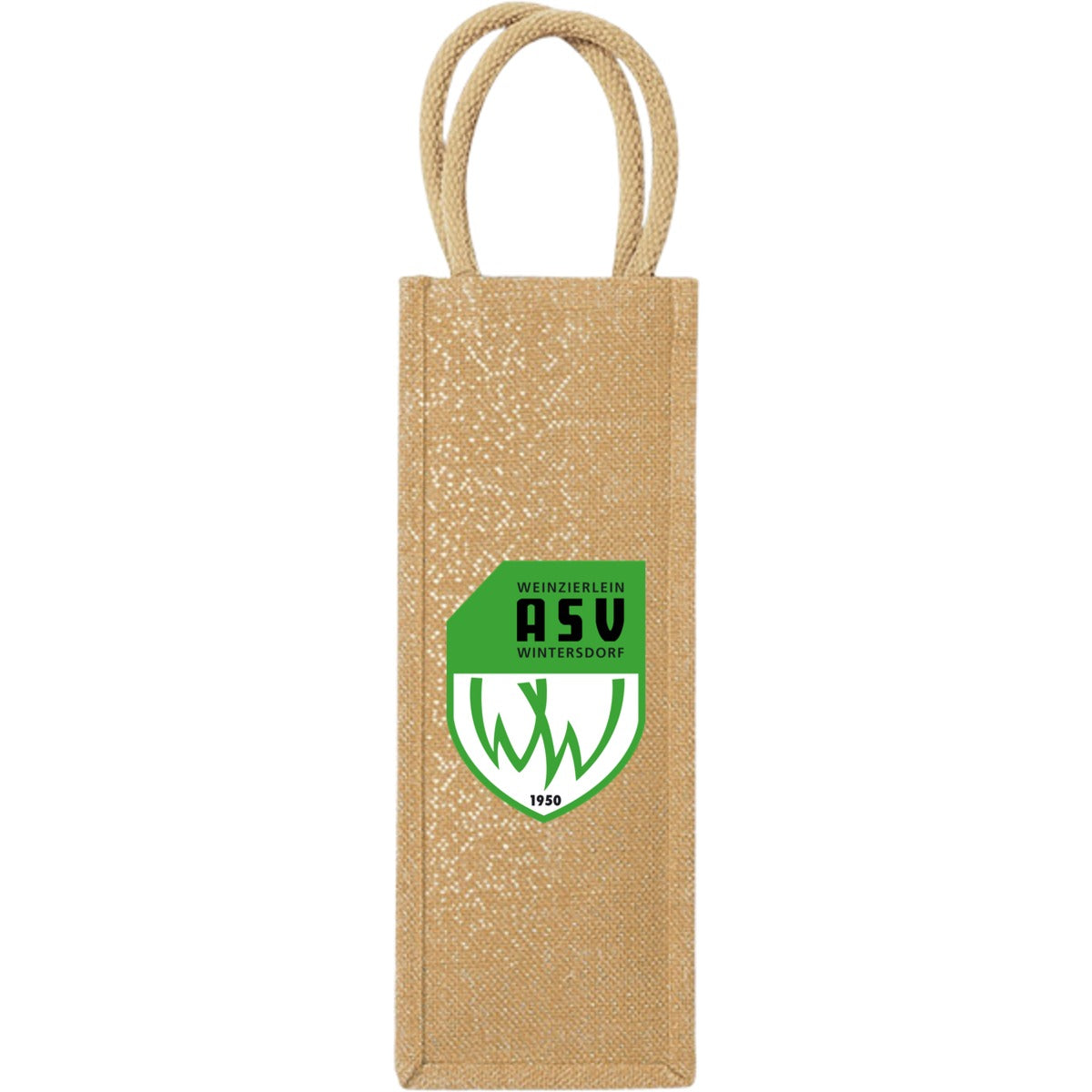Gold Glänzende Jutetasche Shimmer Jute Bottle Bag WM433 – ASV-Wappen mittig groß Natural Gold Vorderseite