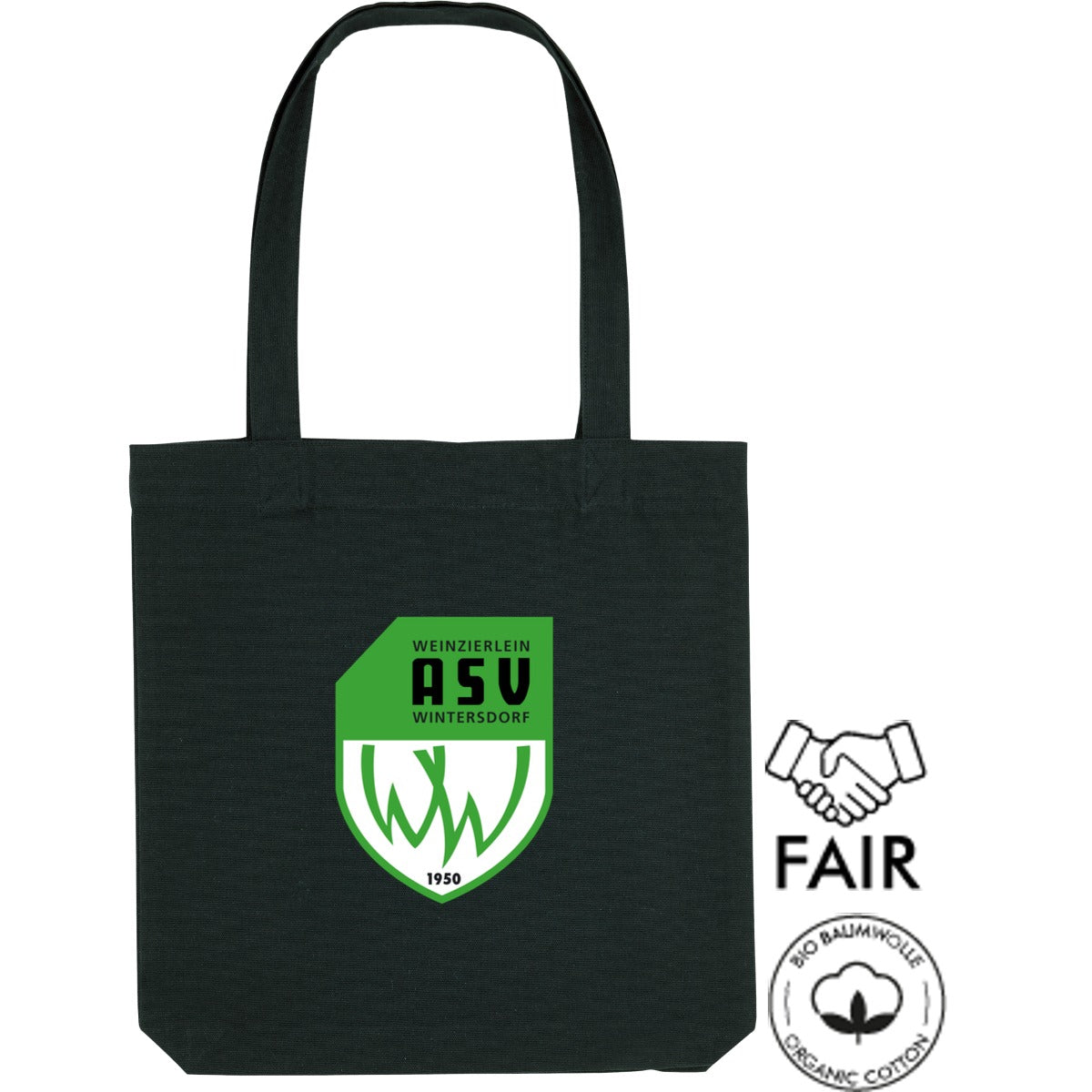 Tote Bag STAU760 Nachhaltige Stofftasche – ASV-Wappen mittig groß Black Vorderseite
