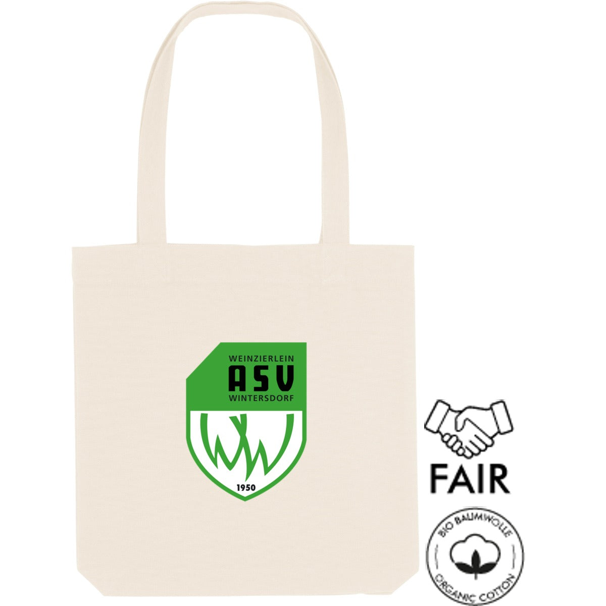 Tote Bag STAU760 Nachhaltige Stofftasche – ASV-Wappen mittig groß Natural Vorderseite