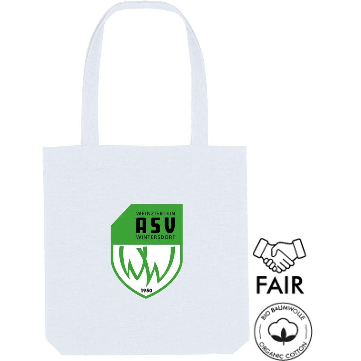 Tote Bag STAU760 Nachhaltige Stofftasche – ASV-Wappen mittig groß White Vorderseite