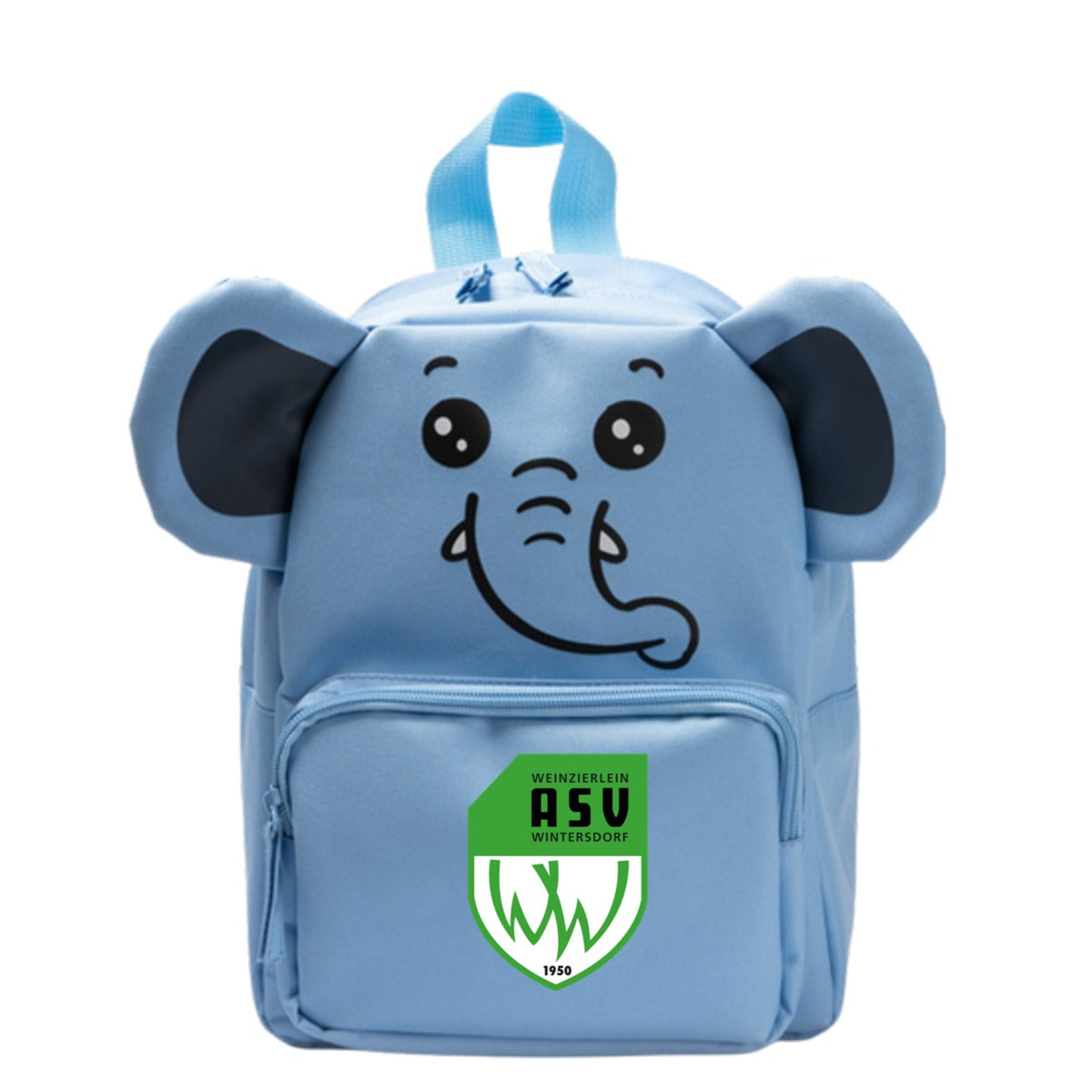 Personalisierter Kindergarten Rucksack BINGO 1710 – ASV-Wappen mittig groß Light Royal Blue Vorderseite