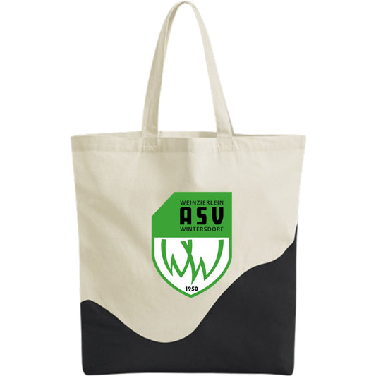 Große Tragetasche mit langem Henkel aus Bio-Baumwolle W235 – ASV-Wappen mittig groß Natural/Black Vorderseite