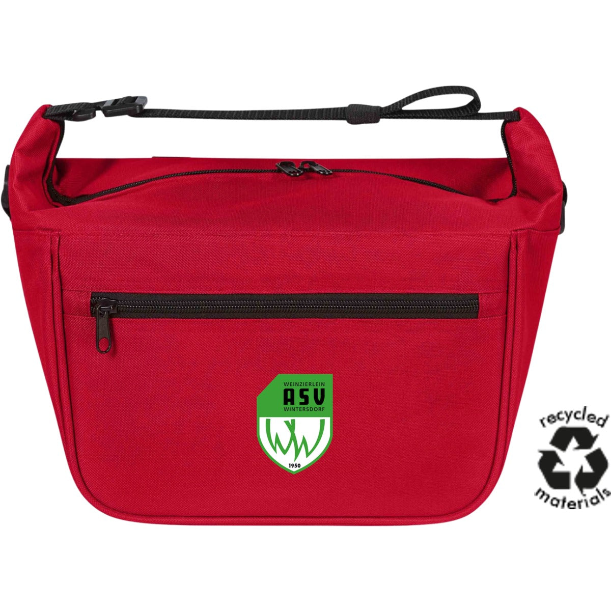 Kompakte Fahrrad-Kühltasche HF18049 personalisierbar – ASV-Wappen mittig groß Red Vorderseite