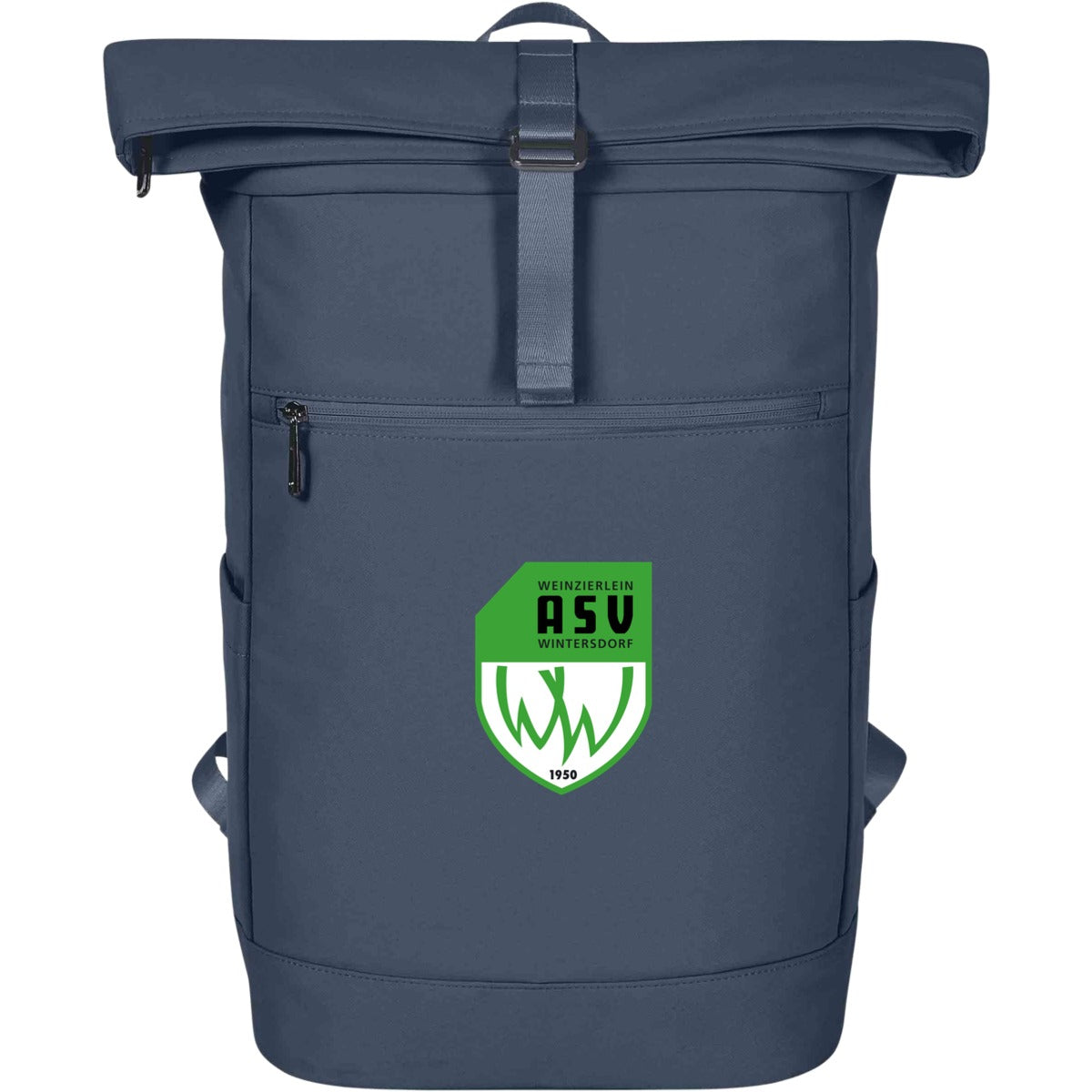 Stylischer Rolltop Laptop Rucksack Star HF18061 – ASV-Wappen mittig groß Navy Vorderseite