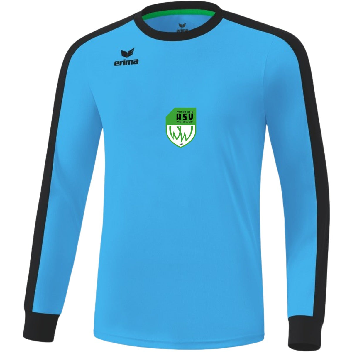 Retro Star klassisches Langarm Trikot E31421M – ASV-Wappen exklusiv Curacao/Schwarz Vorderseite