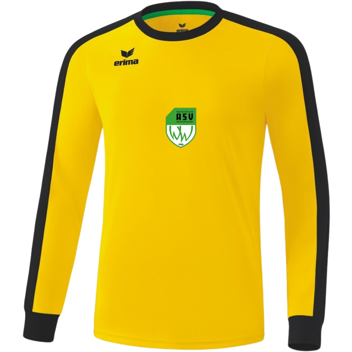 Retro Star klassisches Langarm Trikot E31421M – ASV-Wappen exklusiv Gelb/Schwarz Vorderseite