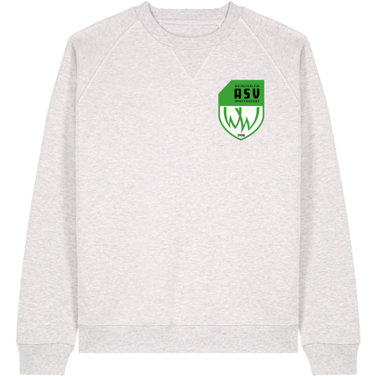 Schweres Unisex Relaxed Raglan Sweatshirt Knoxer STSU201 – ASV-Wappen herzseitig Cool Heather Grey Vorderseite