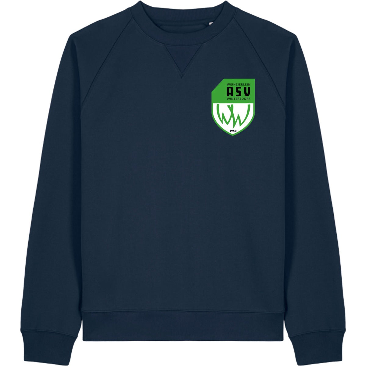 Schweres Unisex Relaxed Raglan Sweatshirt Knoxer STSU201 – ASV-Wappen herzseitig French Navy Vorderseite