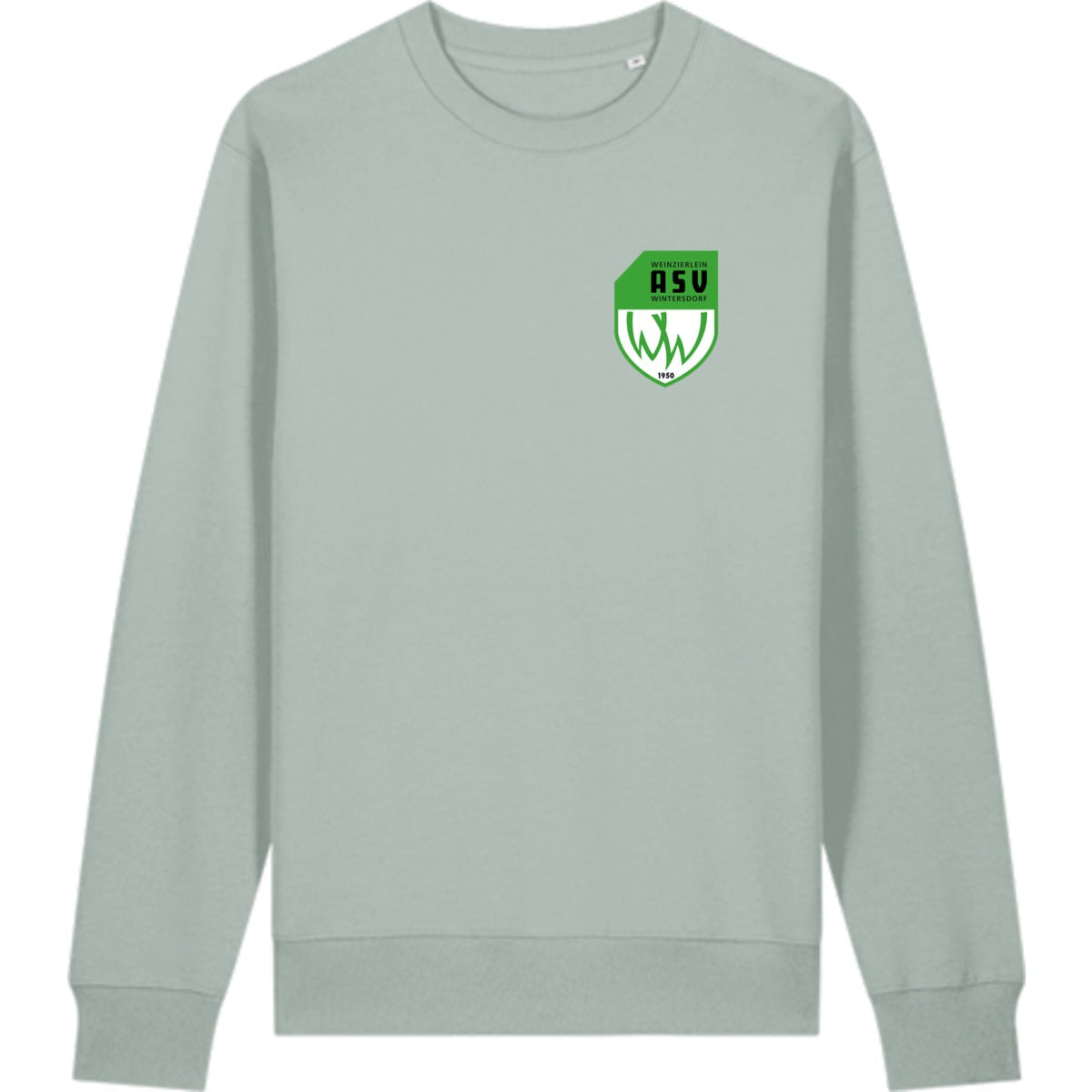 Schweres Unisex Sweatshirt aus Bio-Baumwolle Changer 2.0 STSU178 – ASV-Wappen herzseitig Aloe Vorderseite