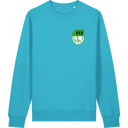 Schweres Unisex Sweatshirt aus Bio-Baumwolle Changer 2.0 STSU178 – ASV-Wappen herzseitig Aqua Blue Vorderseite
