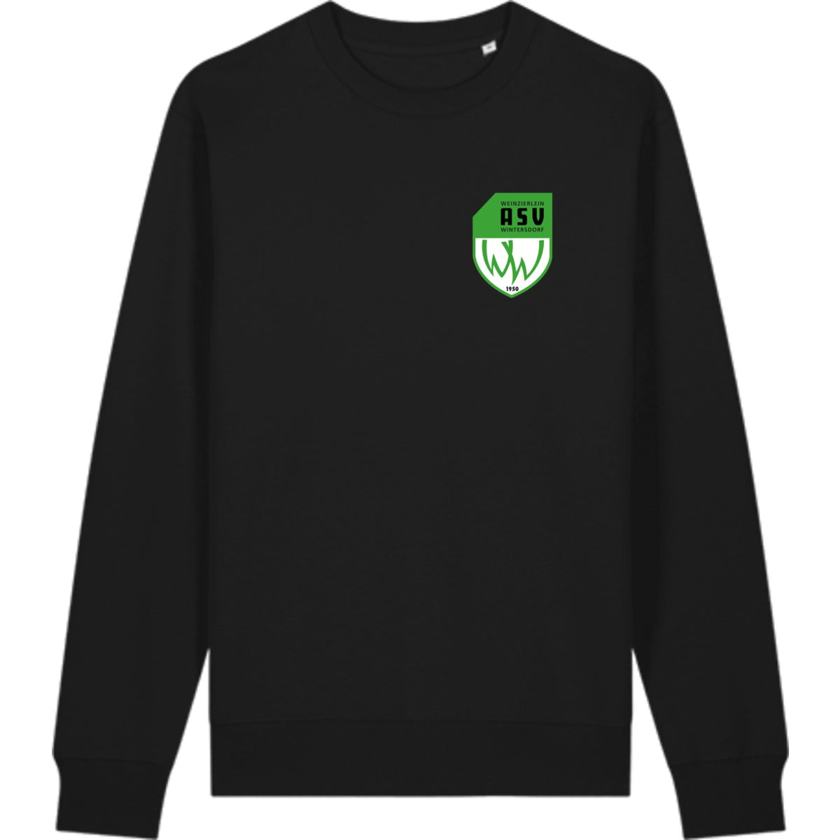 Schweres Unisex Sweatshirt aus Bio-Baumwolle Changer 2.0 STSU178 – ASV-Wappen herzseitig Black Vorderseite