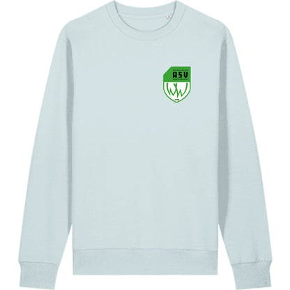 Schweres Unisex Sweatshirt aus Bio-Baumwolle Changer 2.0 STSU178 – ASV-Wappen herzseitig Blue Ice Vorderseite