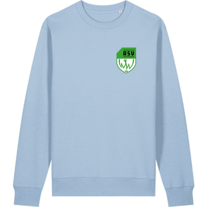 Schweres Unisex Sweatshirt aus Bio-Baumwolle Changer 2.0 STSU178 – ASV-Wappen herzseitig Blue Soul Vorderseite