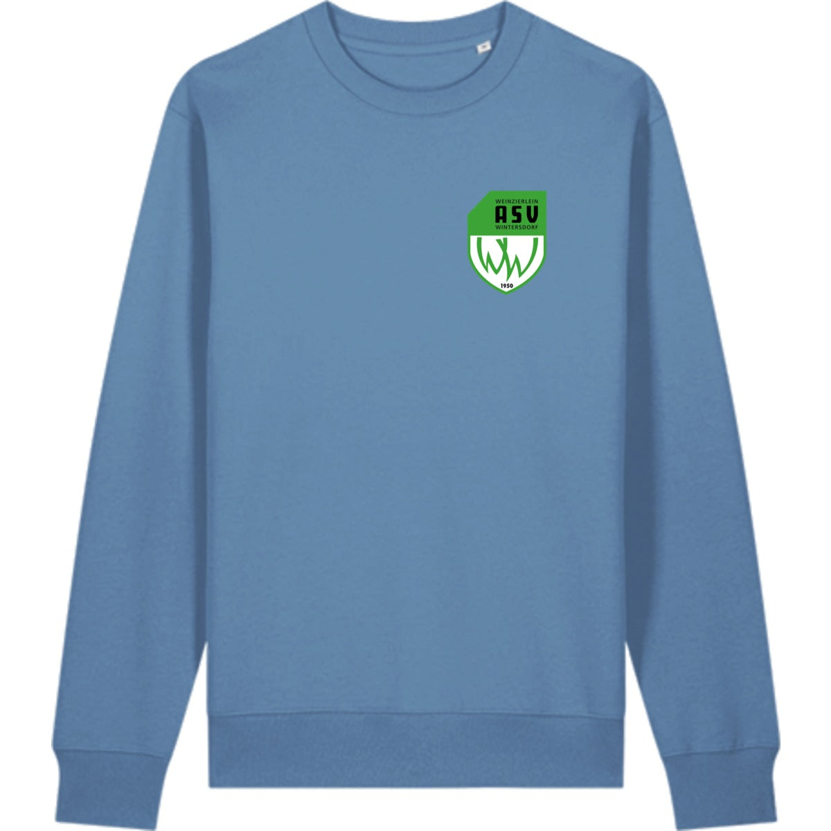 Schweres Unisex Sweatshirt aus Bio-Baumwolle Changer 2.0 STSU178 – ASV-Wappen herzseitig Bright Blue Vorderseite