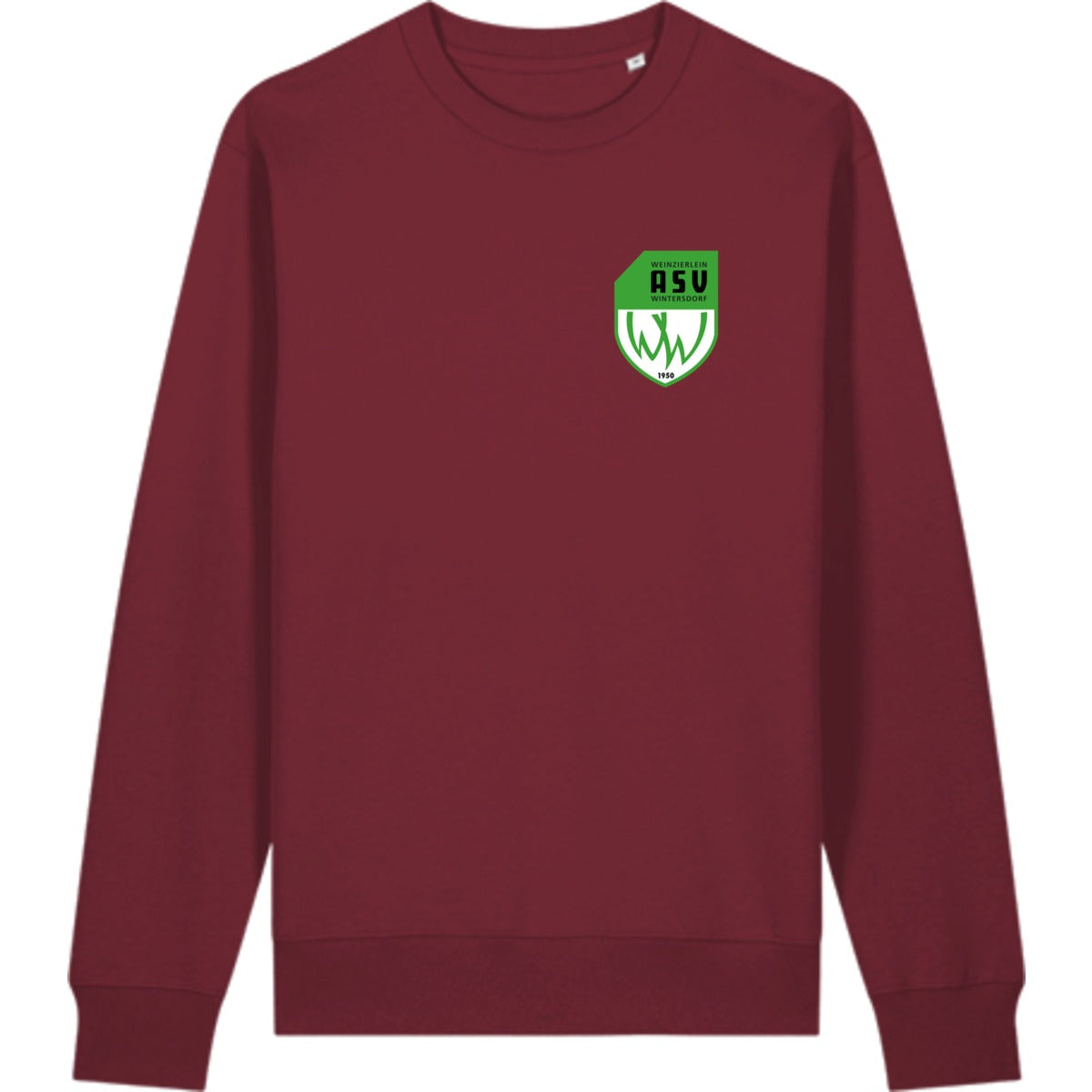 Schweres Unisex Sweatshirt aus Bio-Baumwolle Changer 2.0 STSU178 – ASV-Wappen herzseitig Burgundy Vorderseite